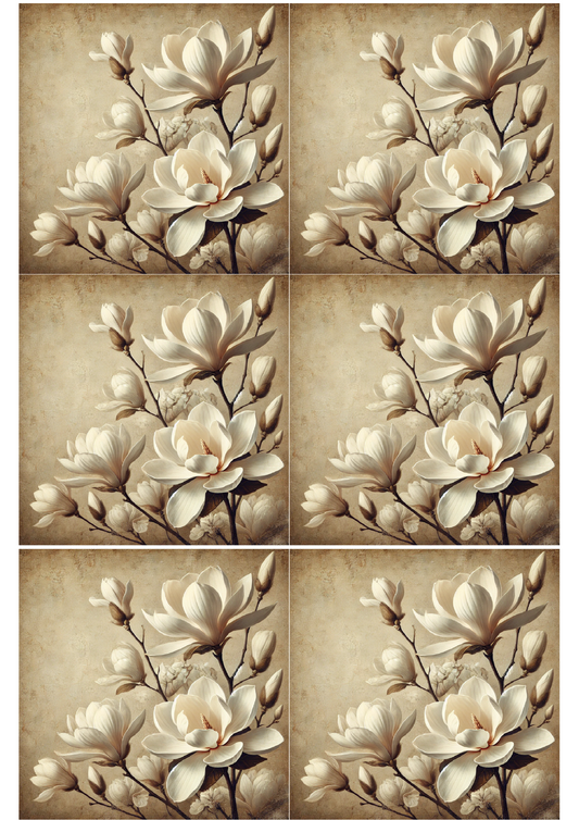 Sticker Sheet White Magnolia Vintage Collage Cat. No. 1664