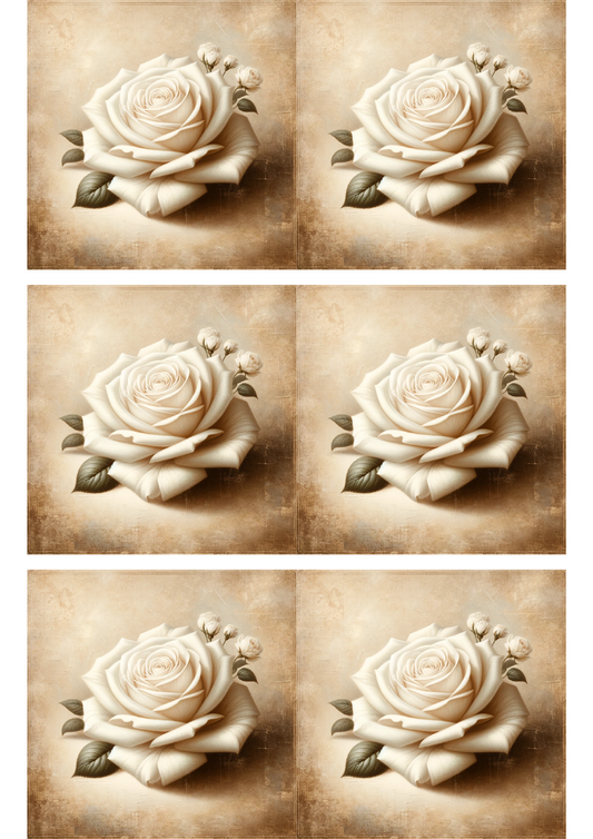 Sticker Sheet White Rose Vintage Collage Cat. No. 1666