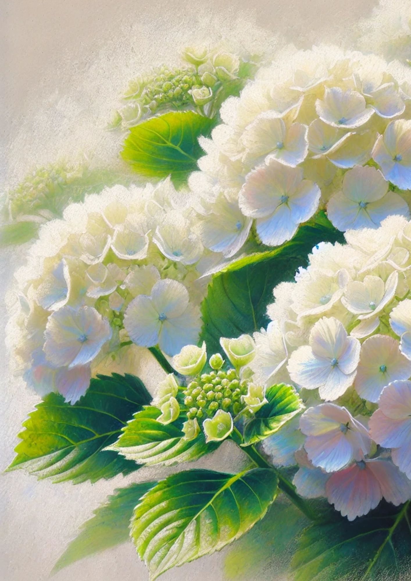 Sticker Sheet / Greeting Card – White Hydrangeas Full Cat. No. 1853