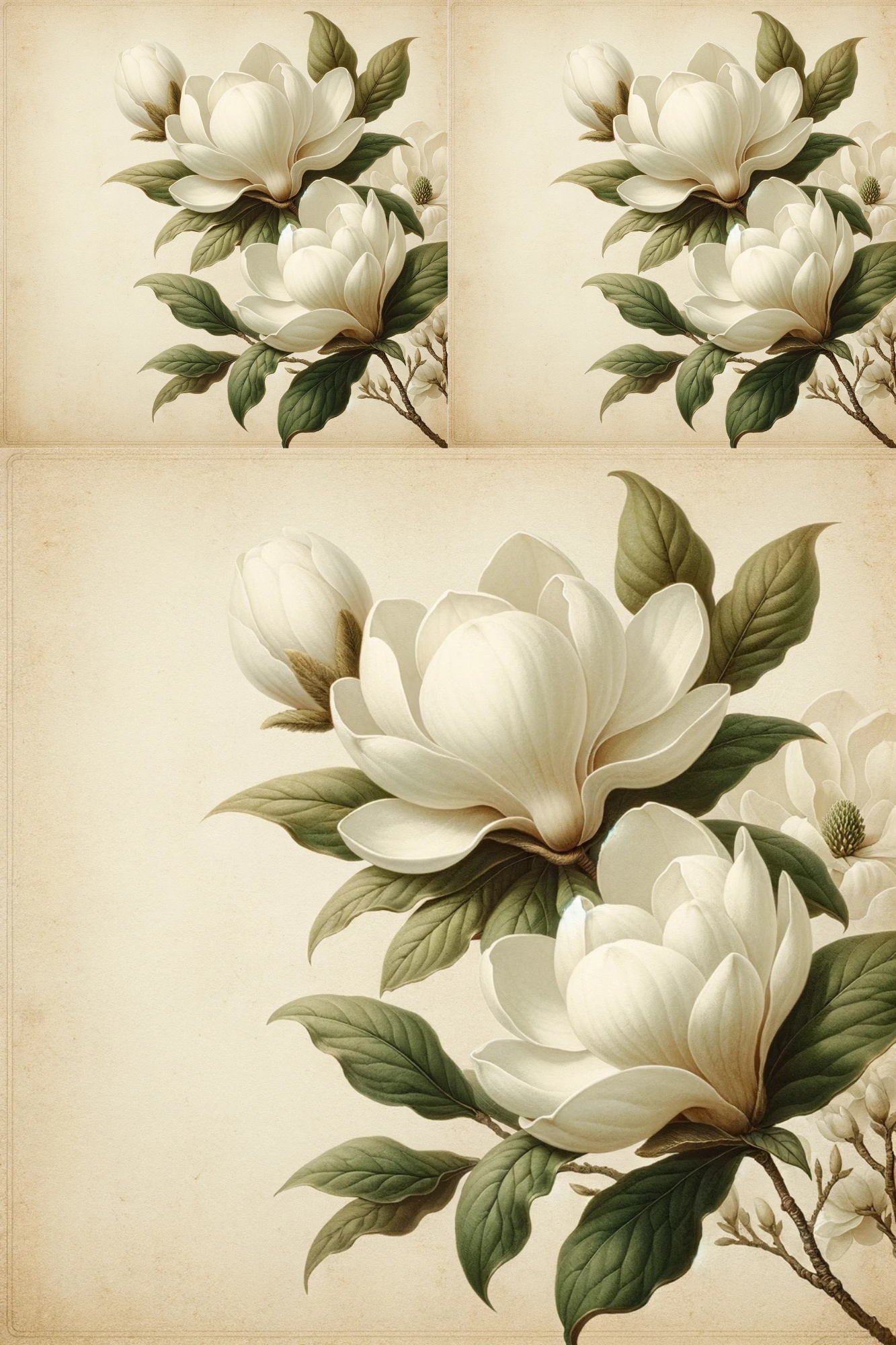 Sticker Sheet / Greeting Card – White Magnolias Cat. No. 79