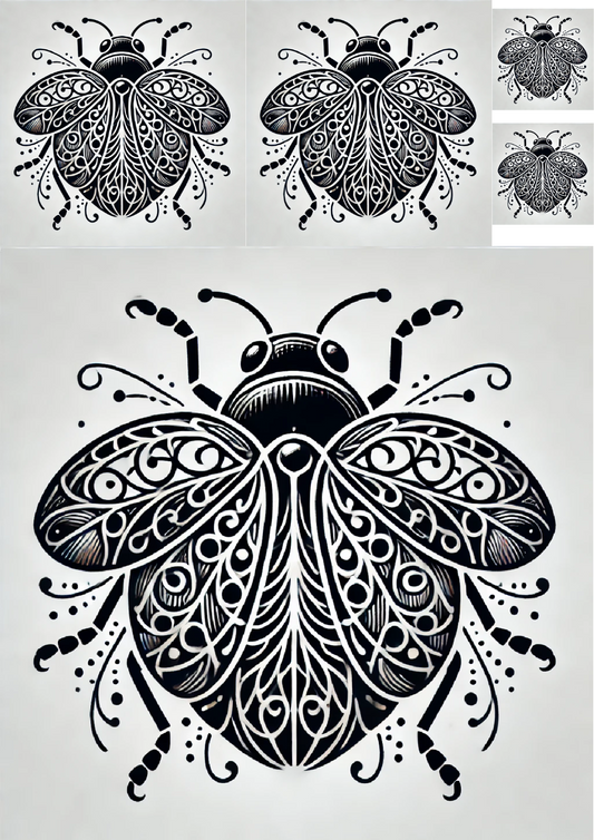 Sticker Sheet Ladybug In Gothic Style Collage Cat. No. 1423