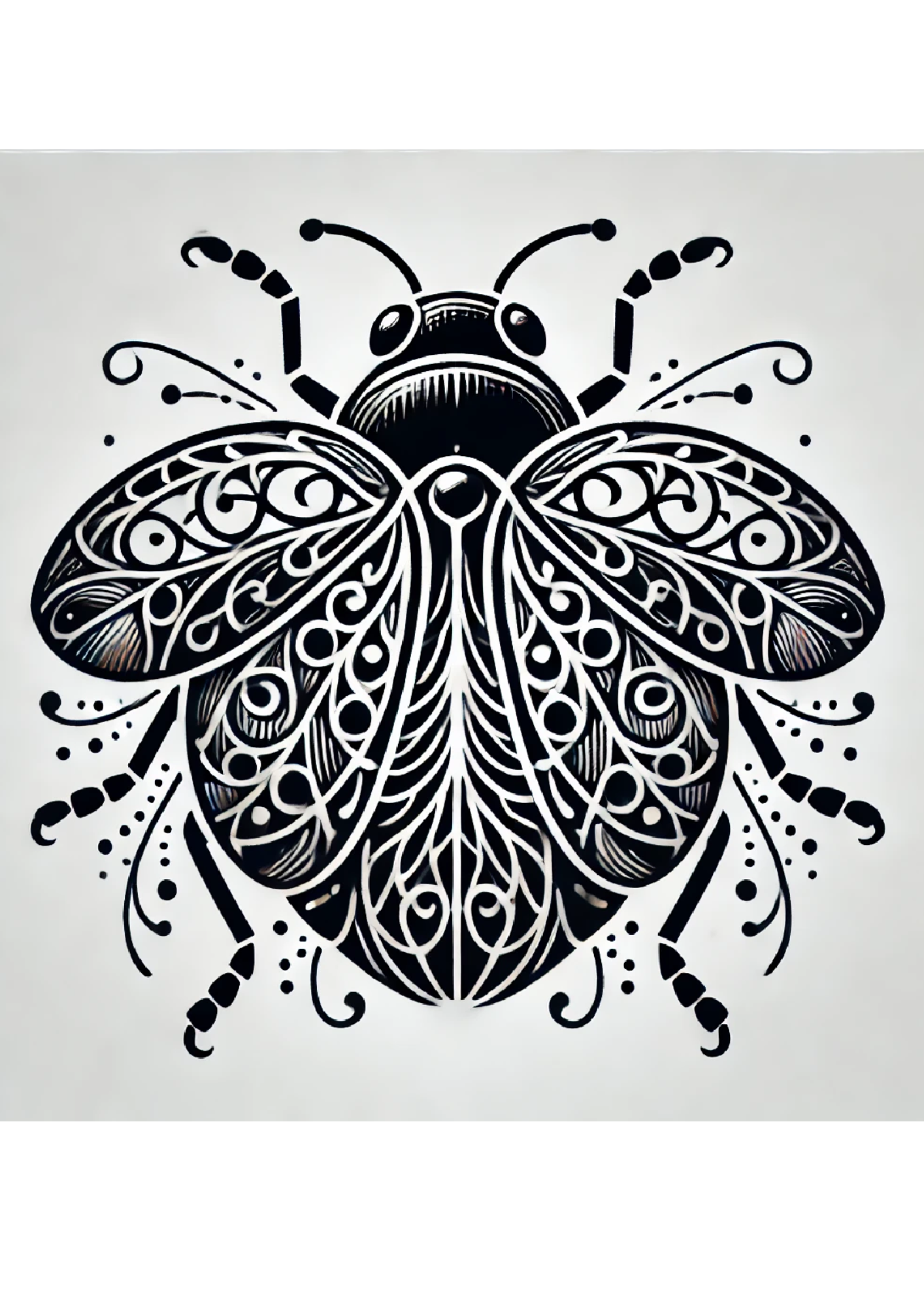 Sticker Sheet / Greeting Card – Ladybug In Gothic Style Full Cat. No. 1424