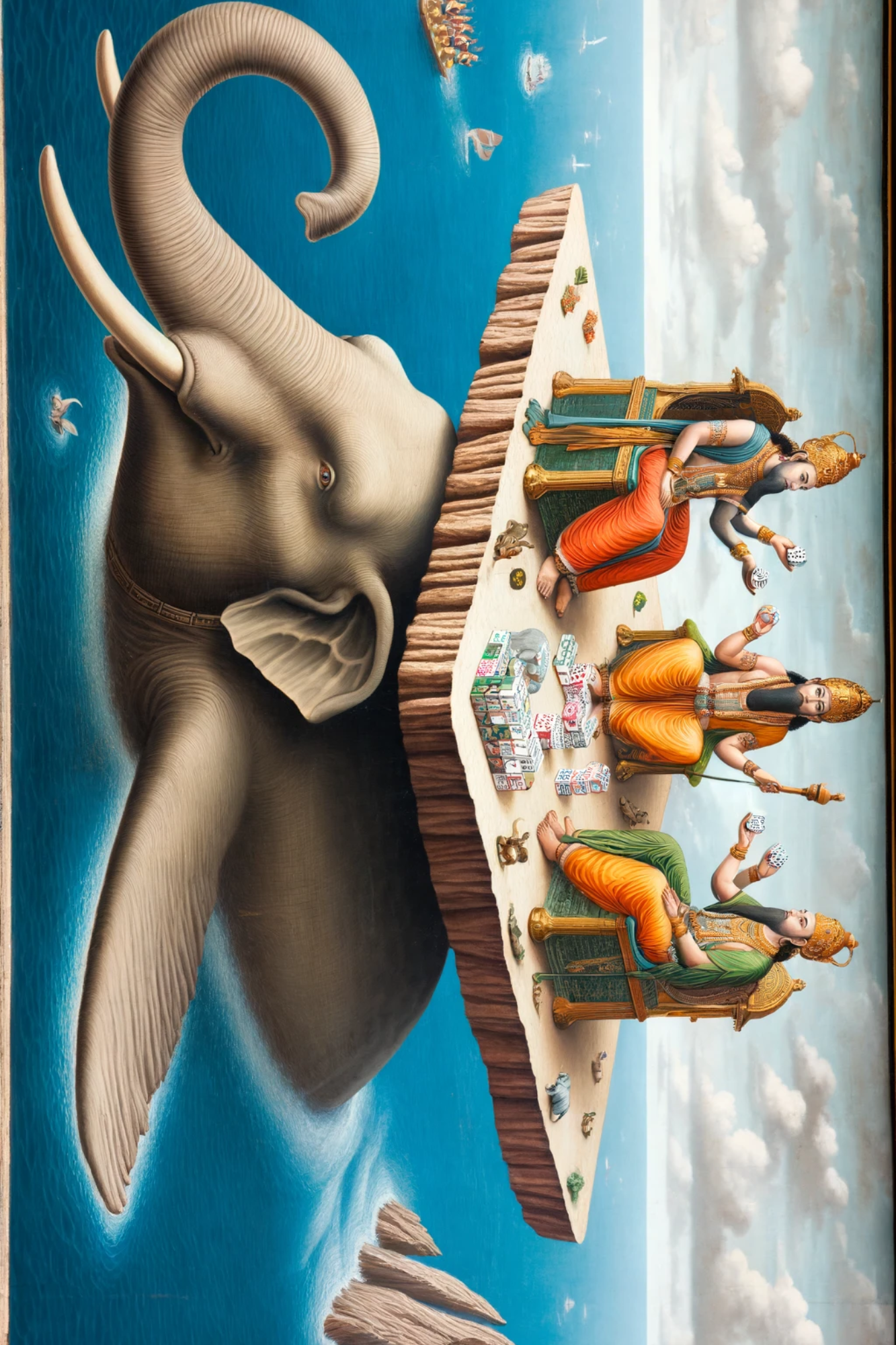 Sticker Sheet / Greeting Card – Gods Play Dice on an Elephant Full Cat. No. 90