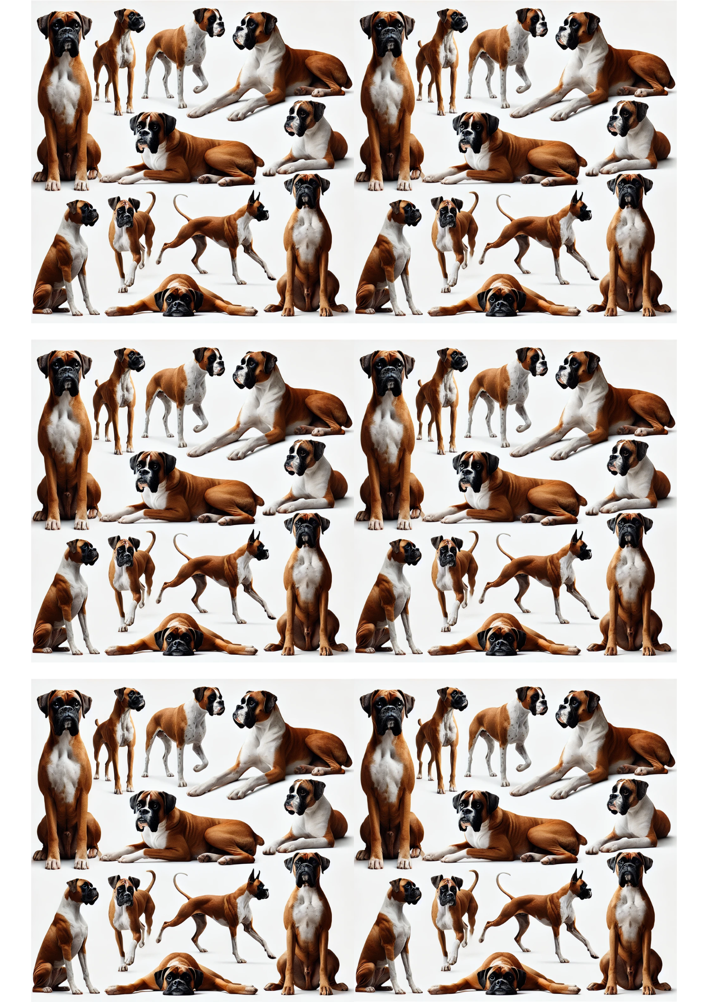 Sticker Sheet / Greeting Card – Boxer Dog In Different Poses Collage Cat. No. 2955
