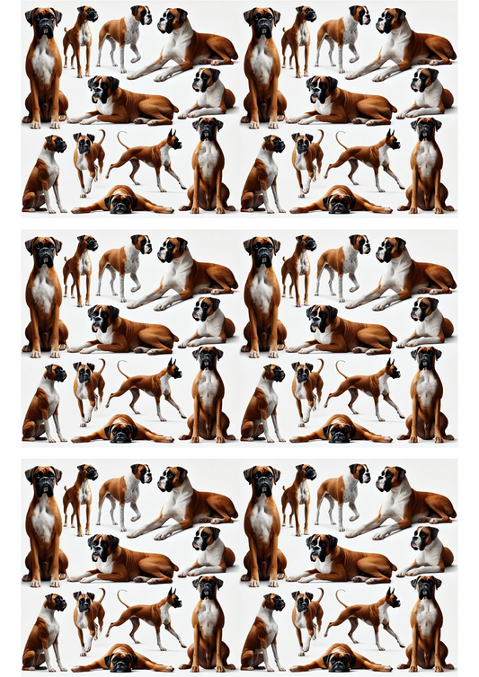 Sticker Sheet – Boxer Dog In Different Poses Collage Cat. No. 2955