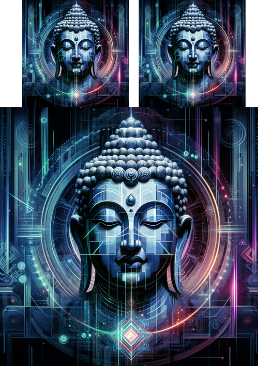 Sticker Sheet – Buddha Futuristic Cat No. 84