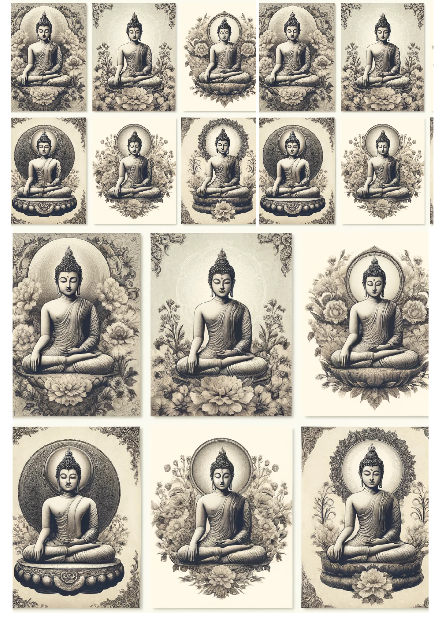 Sticker Sheet / Greeting Card – Buddha Vinatge Collage Cat. No. 445