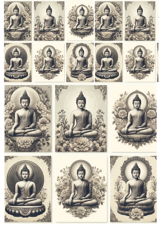 Sticker Sheet – Buddha Vinatge Collage Cat. No. 445