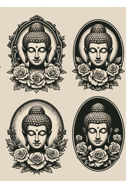 Sticker Sheet – Buddha Retro Meditation Full Cat No. 639