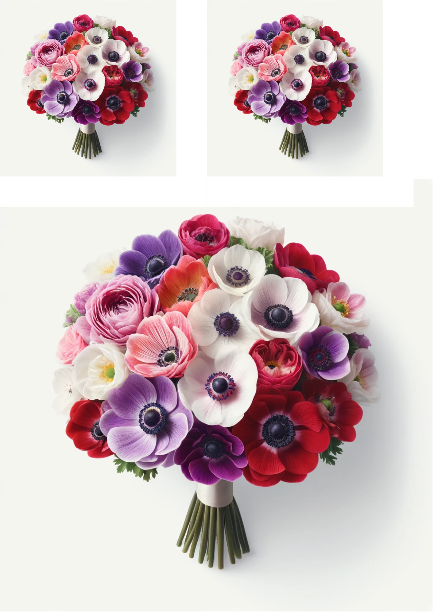 Sticker Sheet / Greeting Card – Anemone Bouquet Collage Cat No. 642