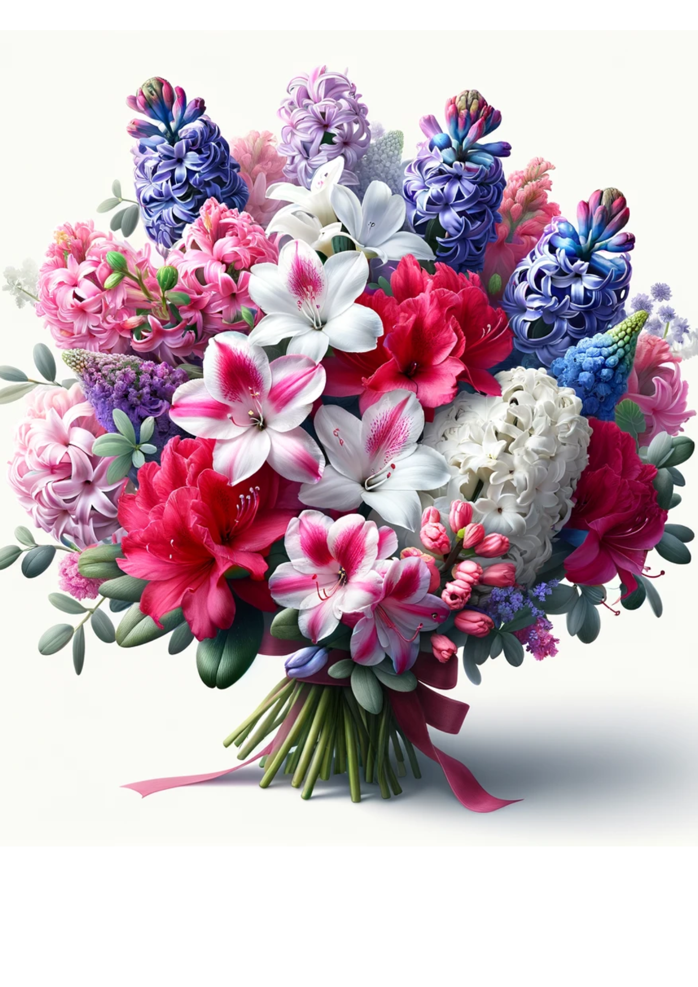 Sticker Sheet / Greeting Card – Bouquet of Azaleas and Hyacinths Full Cat No. 649