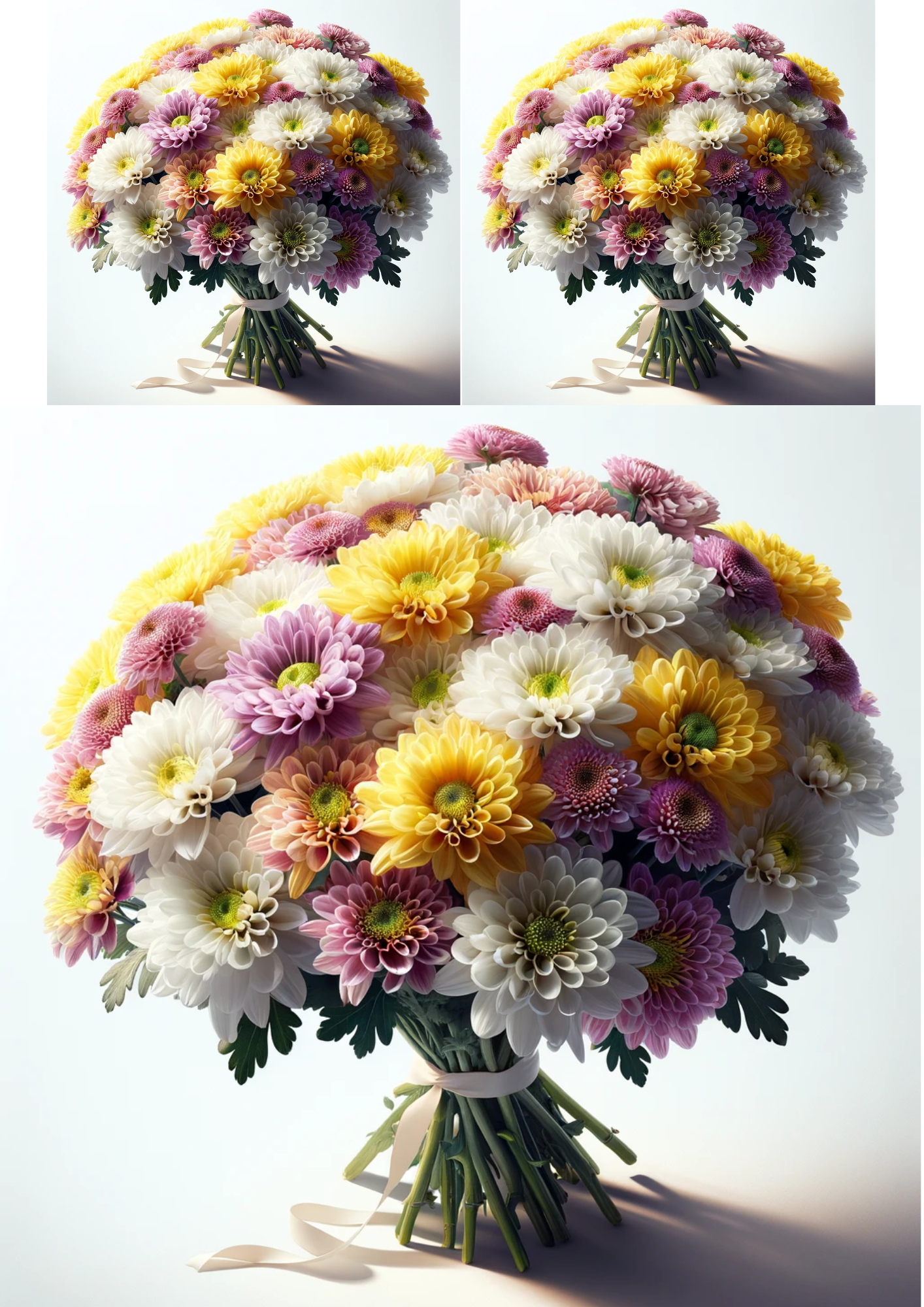 Sticker Sheet / Greeting Card – Bouquet of Chrysanthemums Collage Cat No. 654