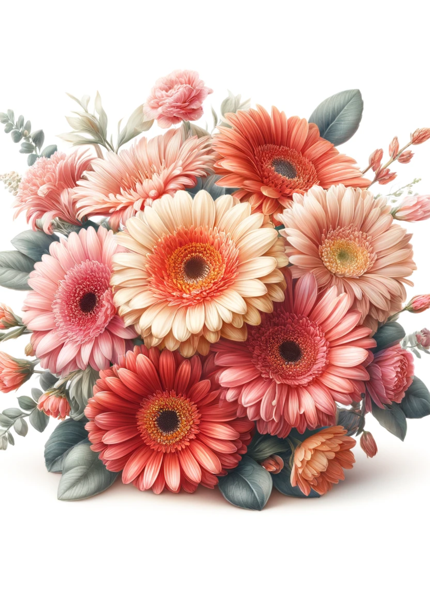 Sticker Sheet / Greeting Card – Bouquet of Freesia, Gerbera Full Cat No. 671