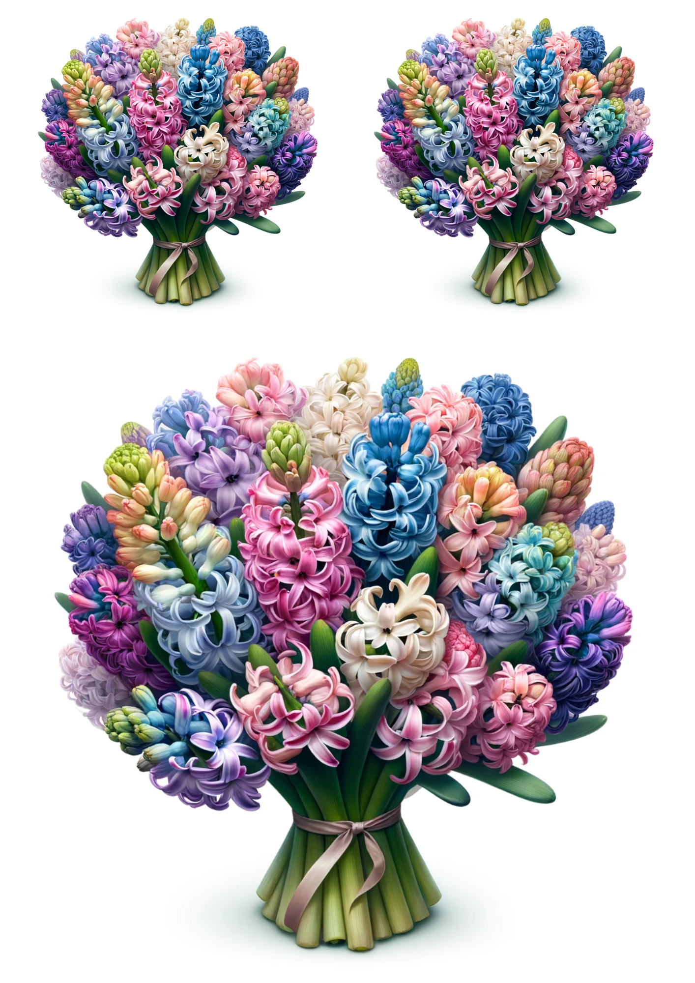 Sticker Sheet / Greeting Card – Bouquet of Hyacinths 2 Collage Cat No. 674