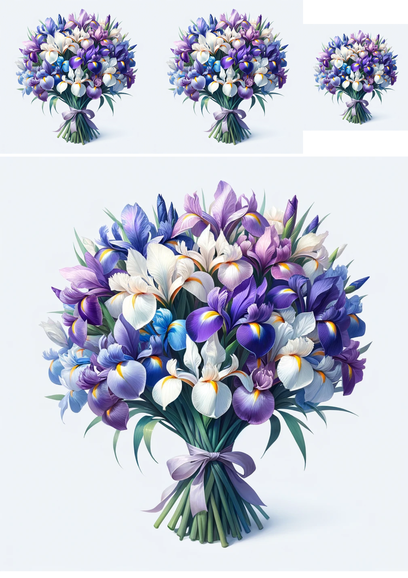 Sticker Sheet / Greeting Card – Bouquet of Irises Collage Cat No. 678