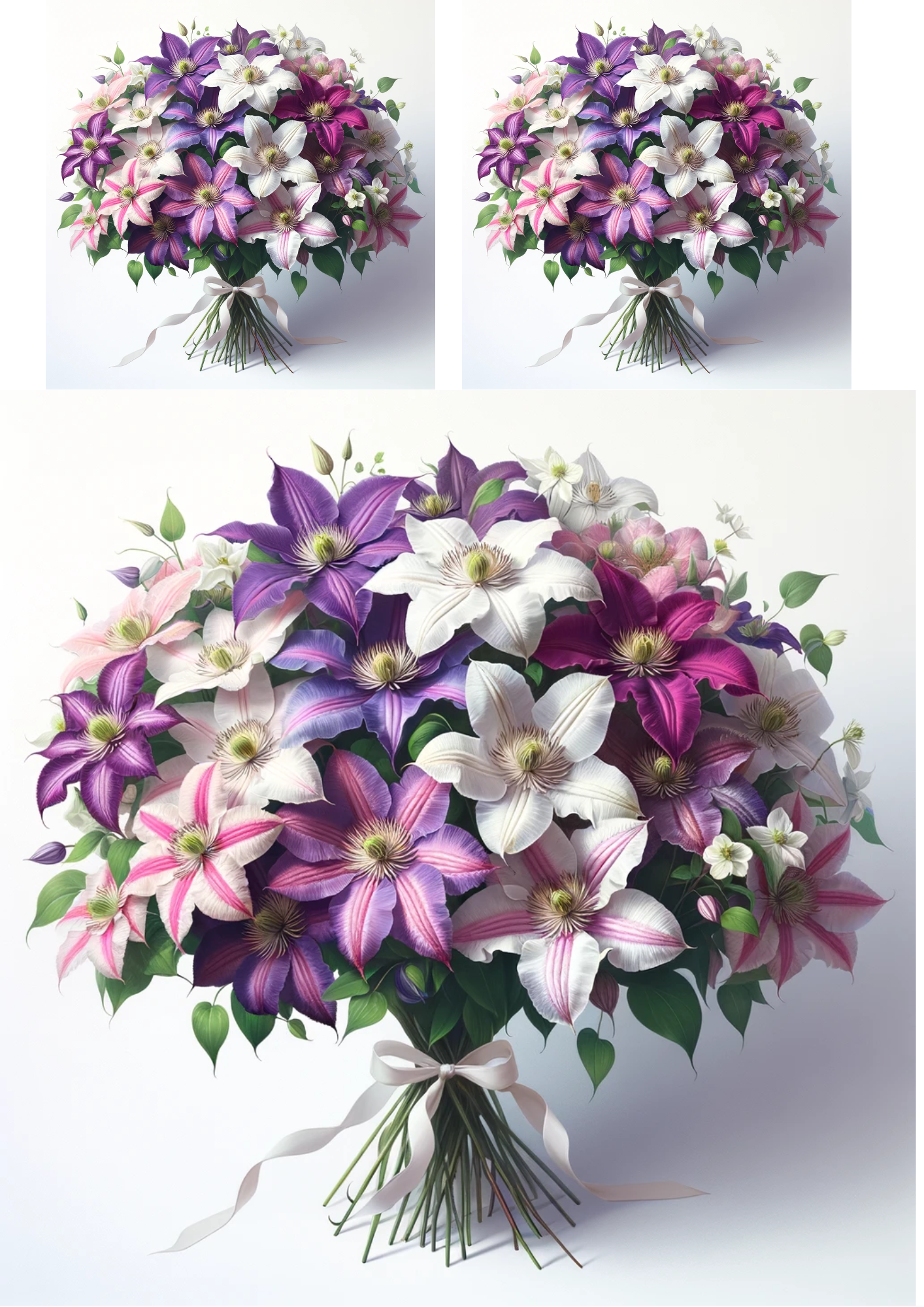 Sticker Sheet / Greeting Card – Bouquet of Clematis Collage Cat No. 680