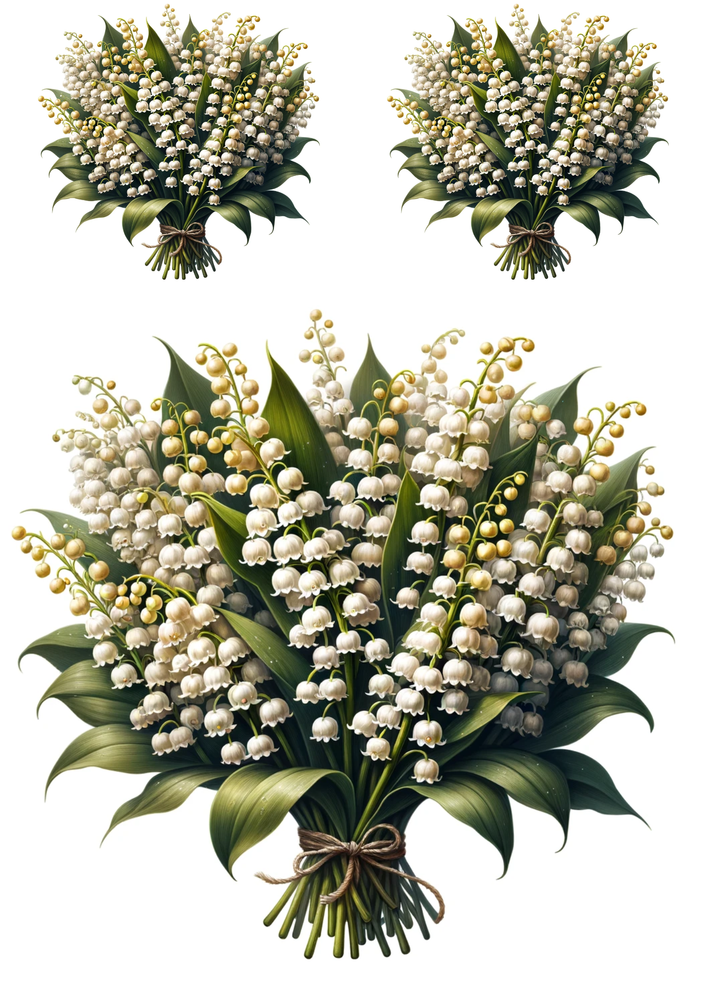 Sticker Sheet / Greeting Card – Bouquet of Lilies of the Valley Collage Cat No. 684