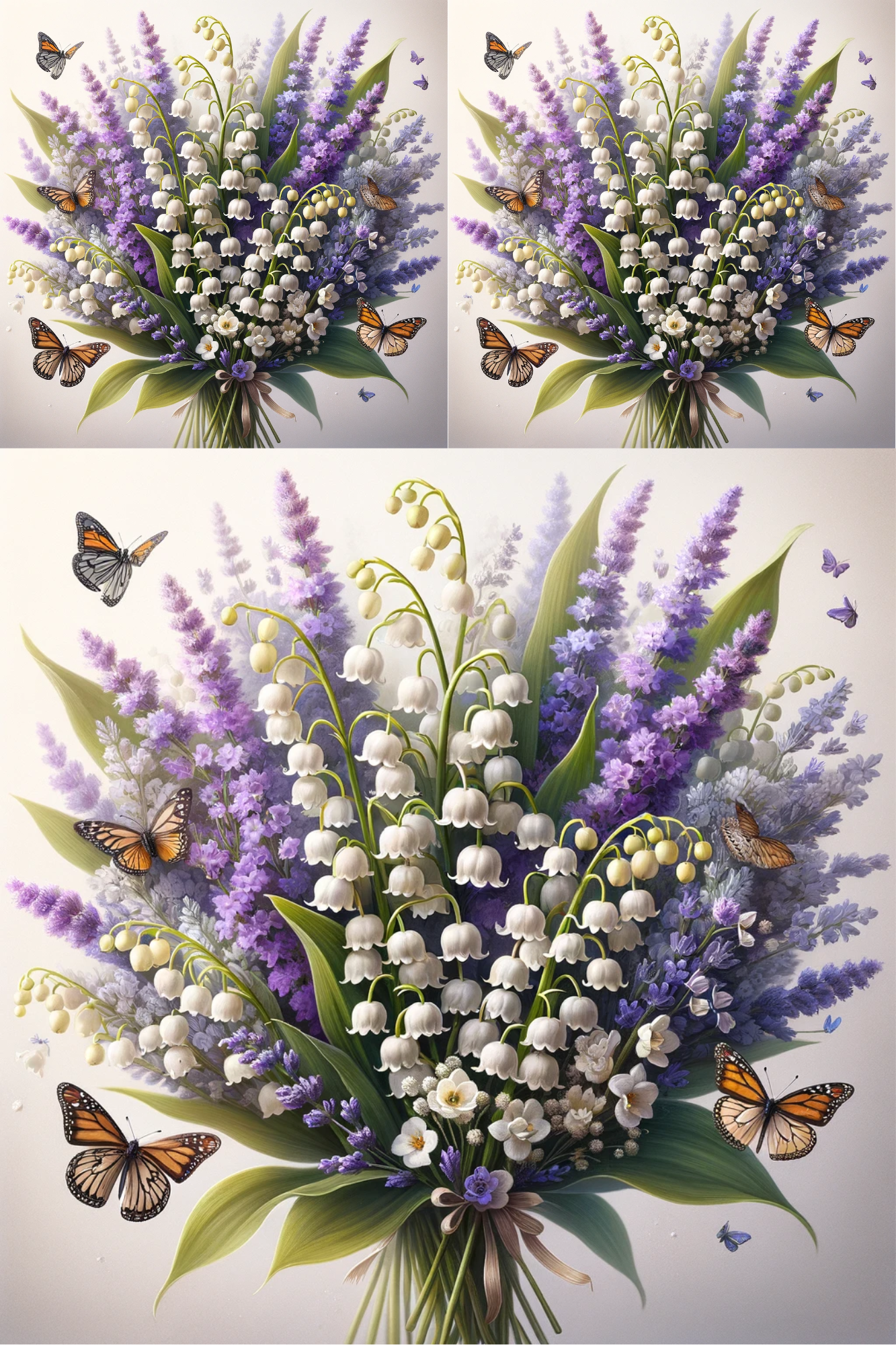 Sticker Sheet – Bouquet of Lily of the Valley and Lavender Collage Cat. No. 447