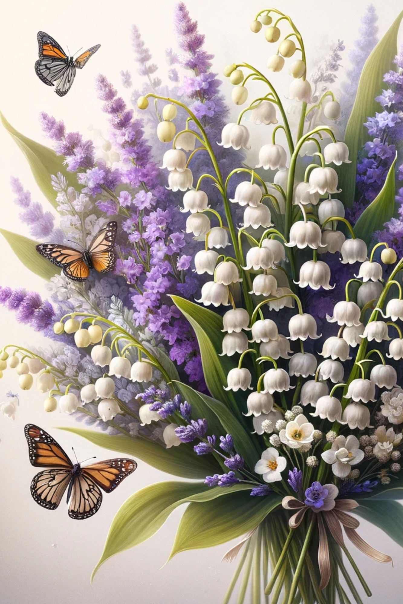 Sticker Sheet / Greeting Card – Full Bouquet of Lily of the Valley and Lavender Cat. No. 448
