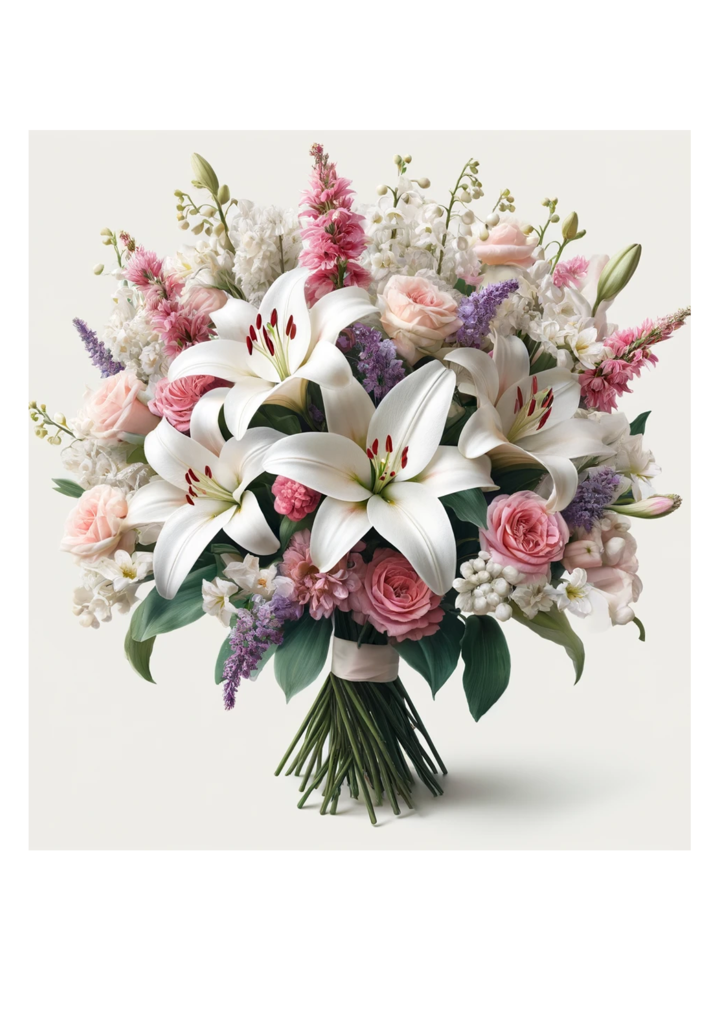 Sticker Sheet / Greeting Card – Bouquet of Lilies, Lilies of the Valley Full Cat No. 691