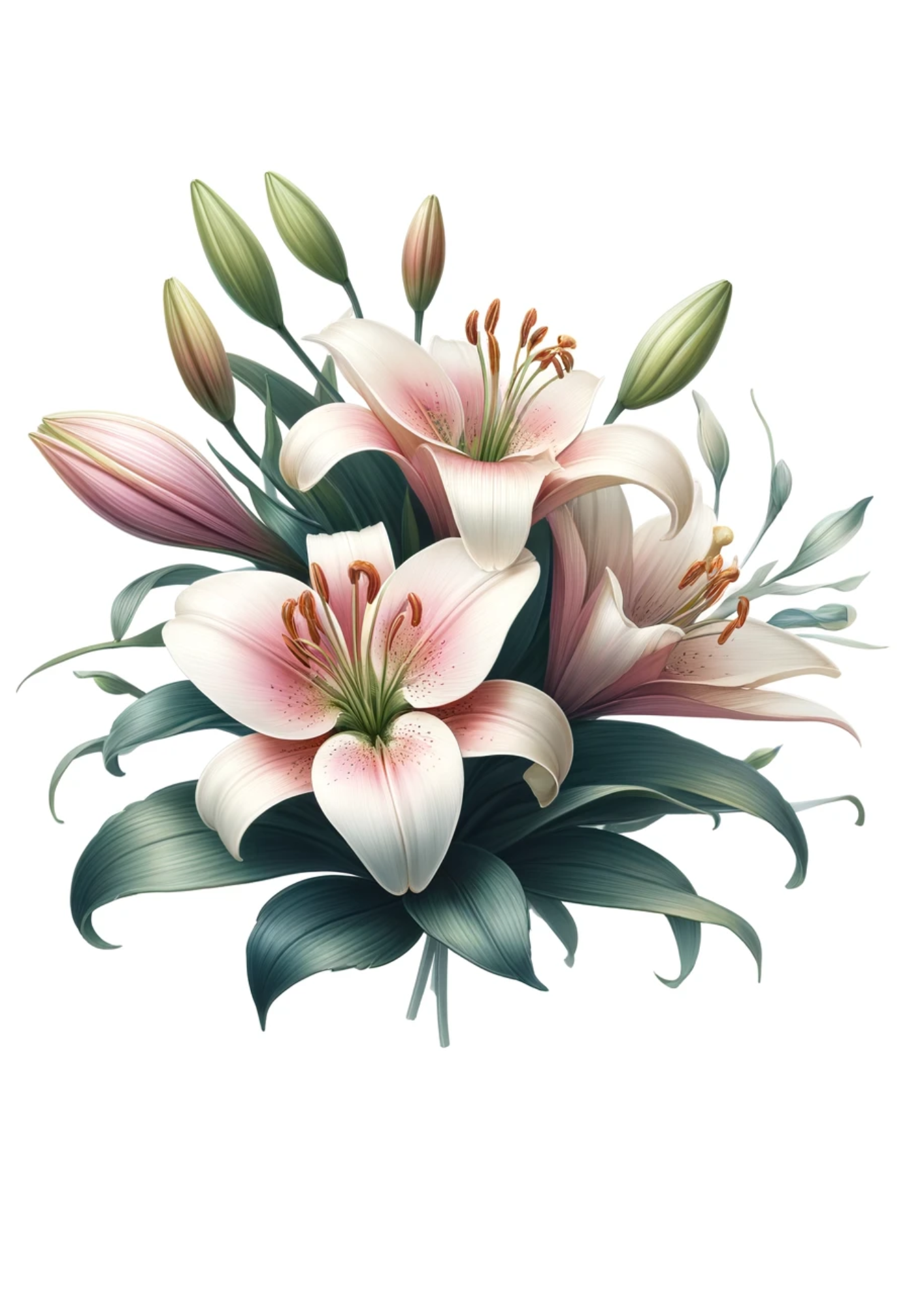 Sticker Sheet / Greeting Card – Bouquet of Lilies Full Cat No. 693