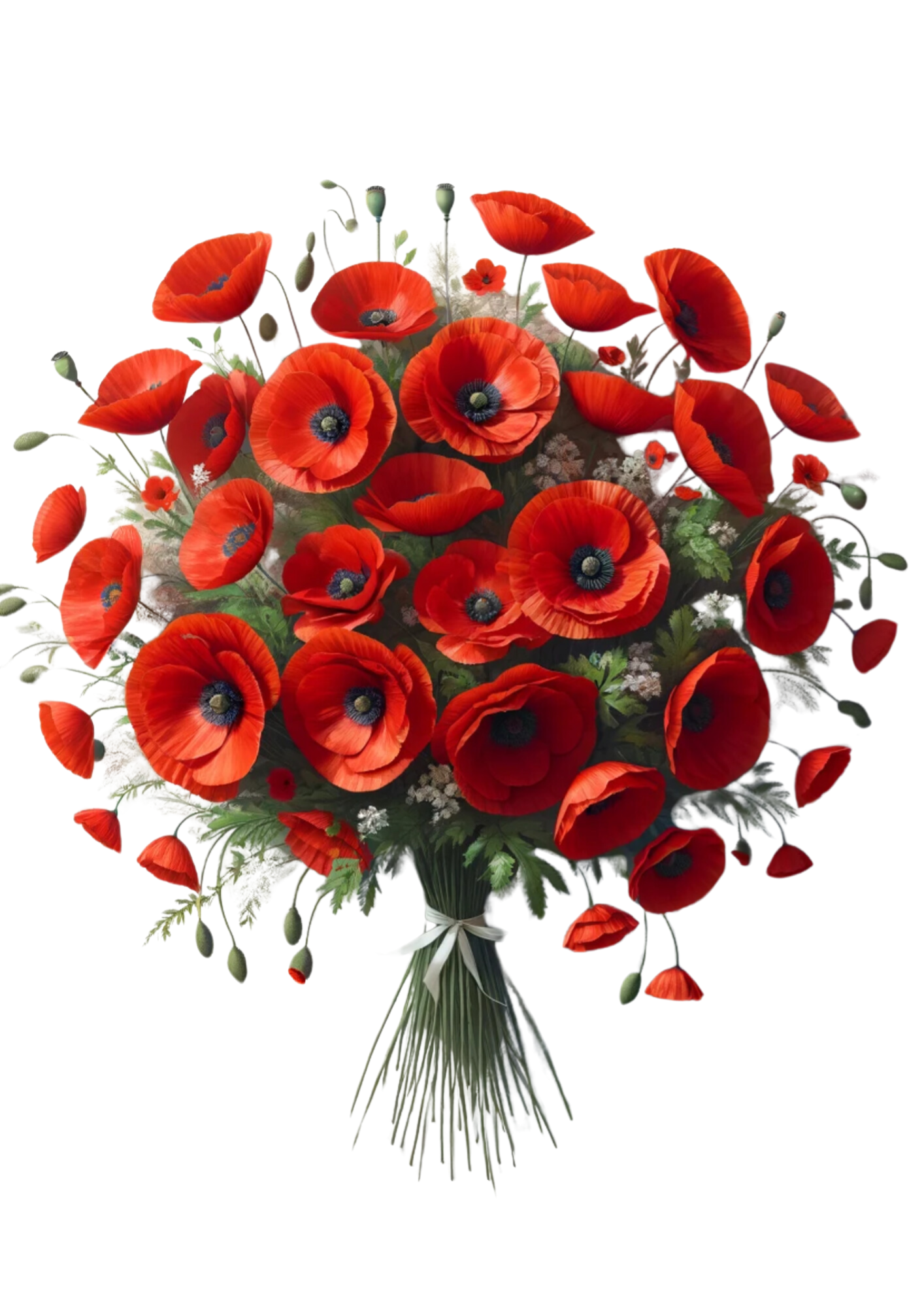 Sticker Sheet / Greeting Card – Bouquet of Poppies Full Cat No. 703