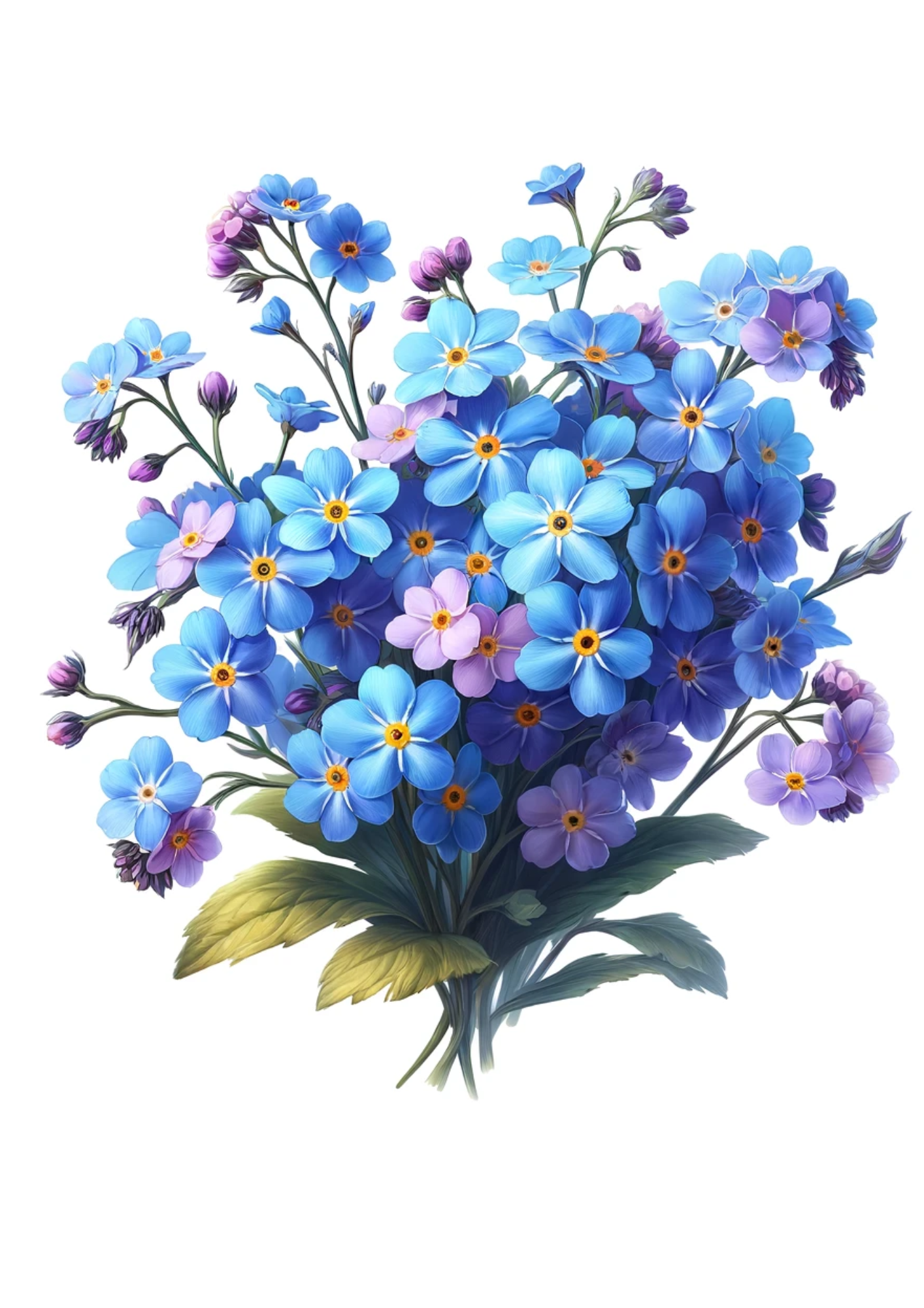 Sticker Sheet / Greeting Card – Bouquet of Forget-me-nots Full Cat No. 711