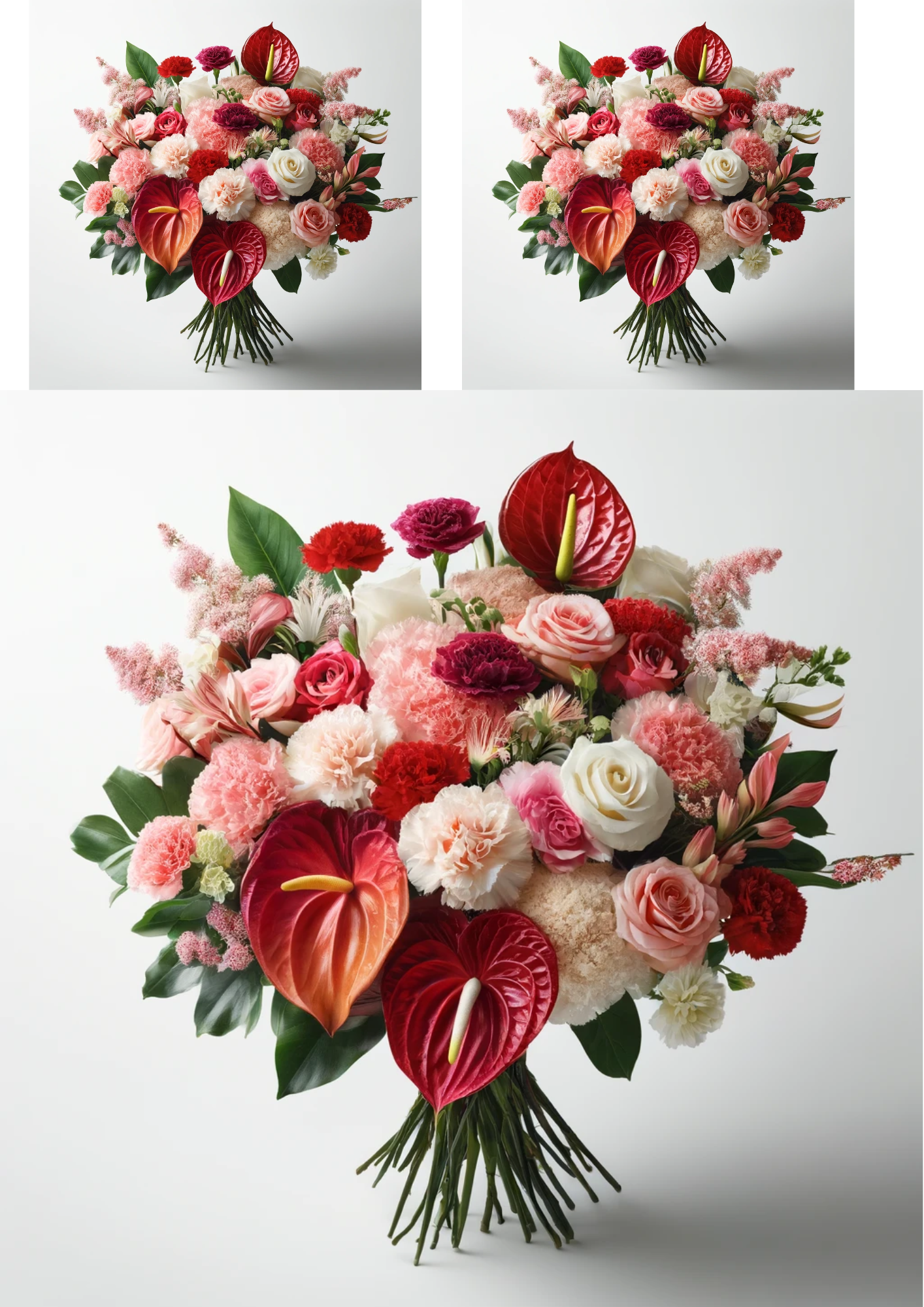 Sticker Sheet / Greeting Card – Bouquet of Roses, Anthurium, Carnations Collage Cat No. 714