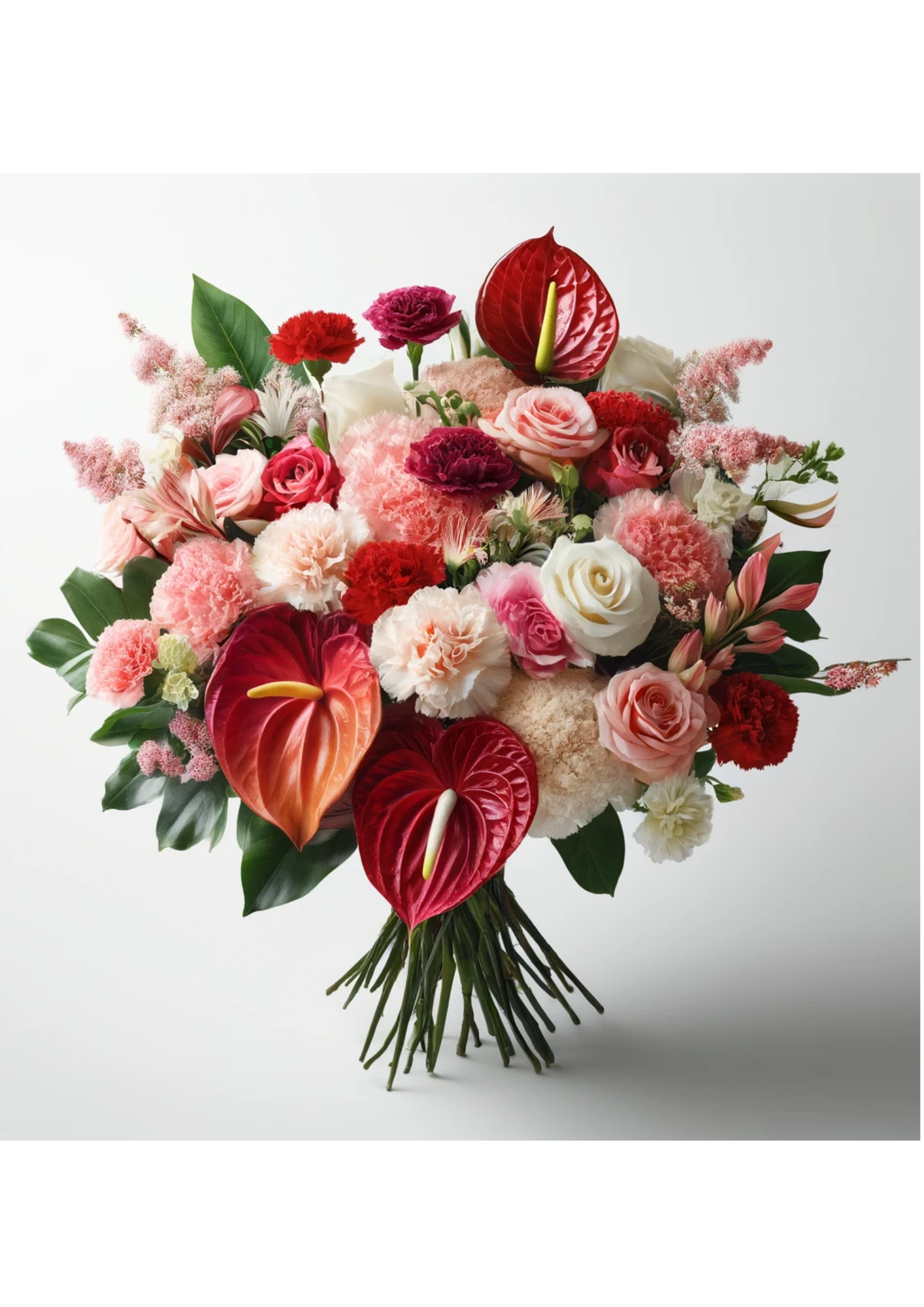 Sticker Sheet / Greeting Card – Bouquet of Roses, Anthurium, Carnations Full Cat No. 715