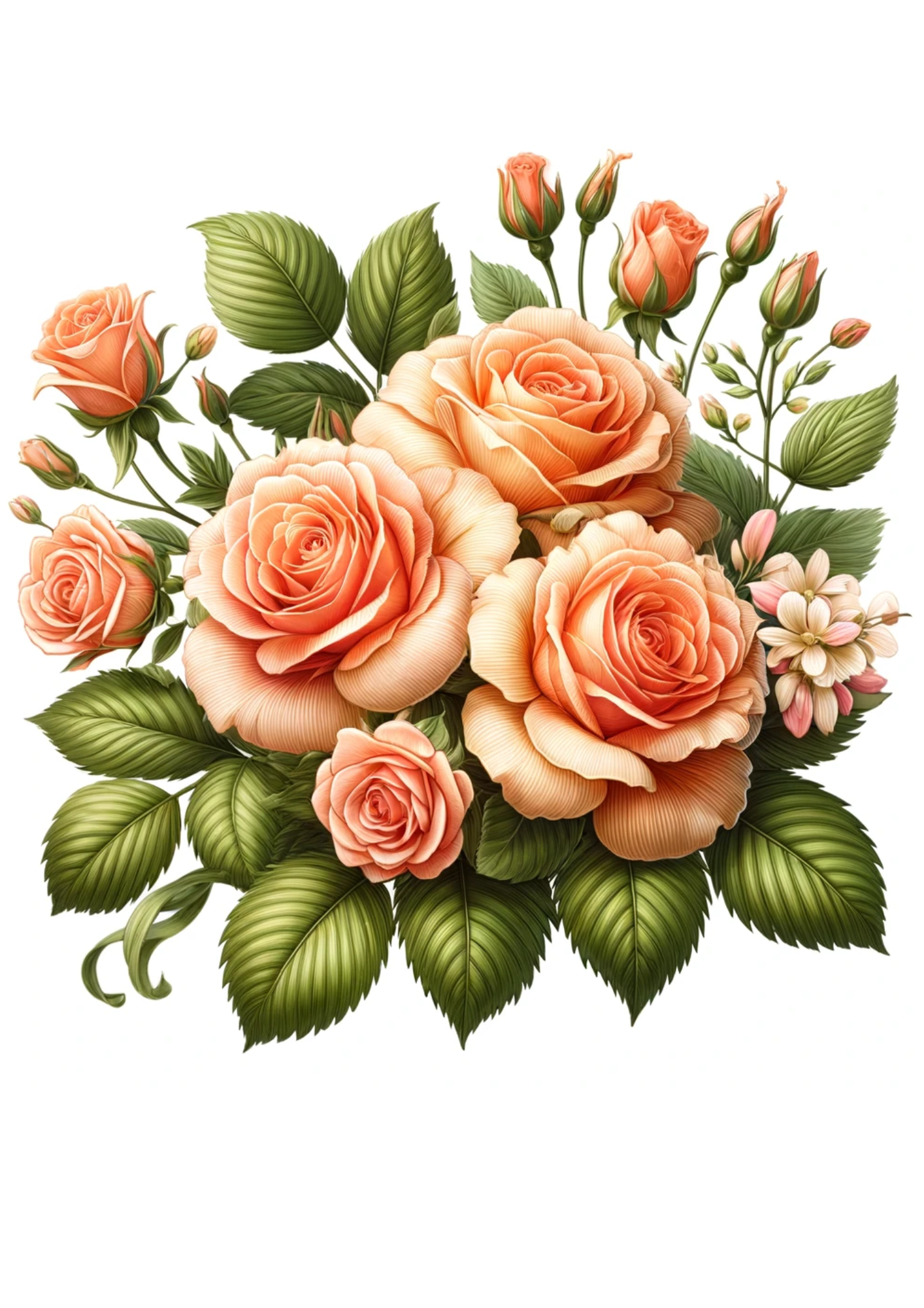 Sticker Sheet / Greeting Card – Bouquet of Tea Roses Full Cat No. 719