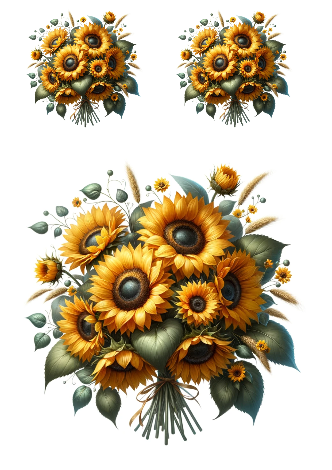 Sticker Sheet / Greeting Card – Bouquet of Sunflowers Collage Cat No. 724