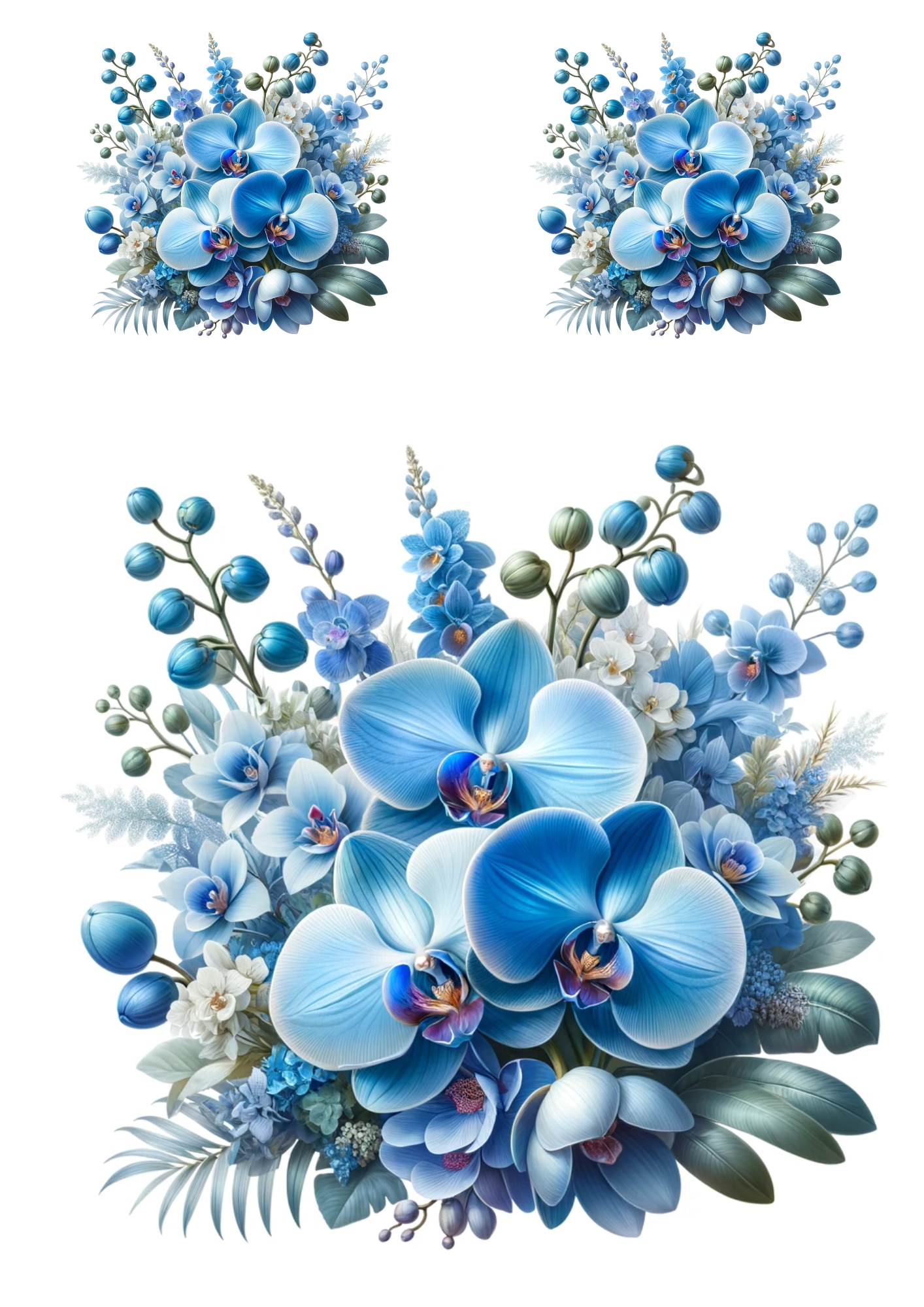 Sticker Sheet / Greeting Card – Bouquet of Orchids Collage Cat No. 728