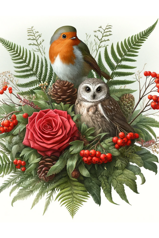 Sticker Sheet – Winter Bouquet Robin And Owl Barn Owl Full Cat. No. 450