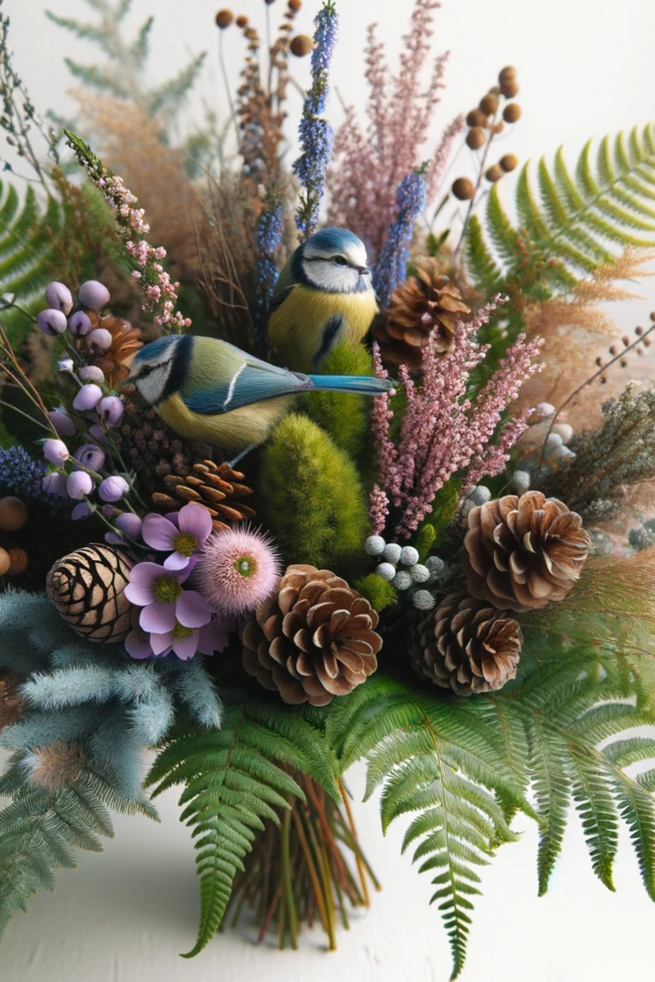 Sticker Sheet / Greeting Card – Winter Bouquet Blue Titmice Full Cat No. 453