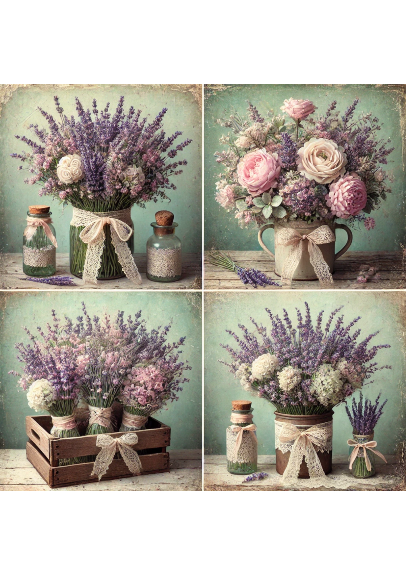 Sticker Sheet / Greeting Card – Lavender Bouquets Full Cat. No. 1857