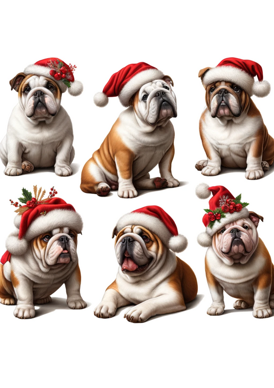 Sticker Sheet – Bulldog In Christmas Hat Full Cat. No. 2958