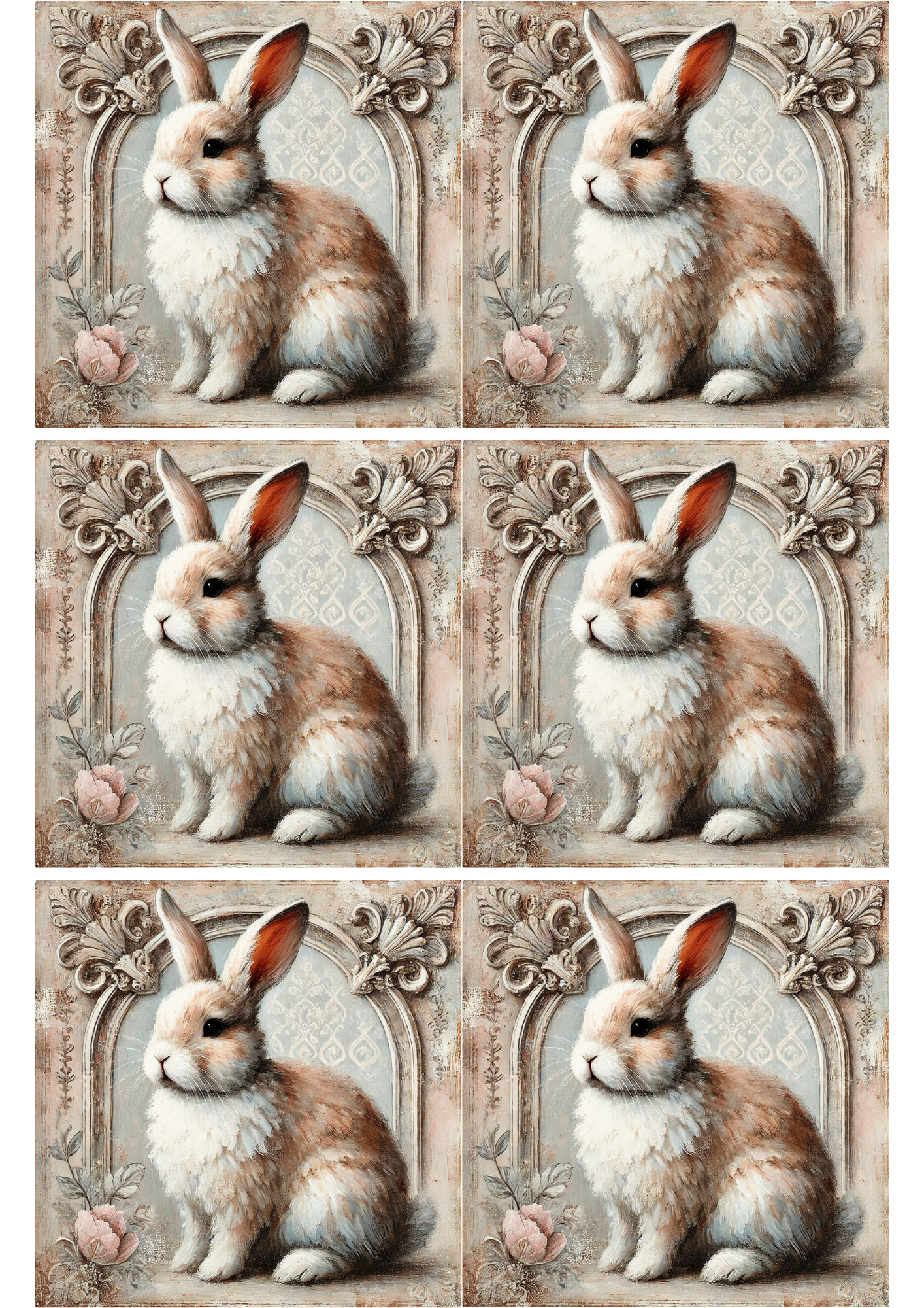 Sticker Sheet / Greeting Card – Bunny Shabby Chic Collage Cat. No. 1772