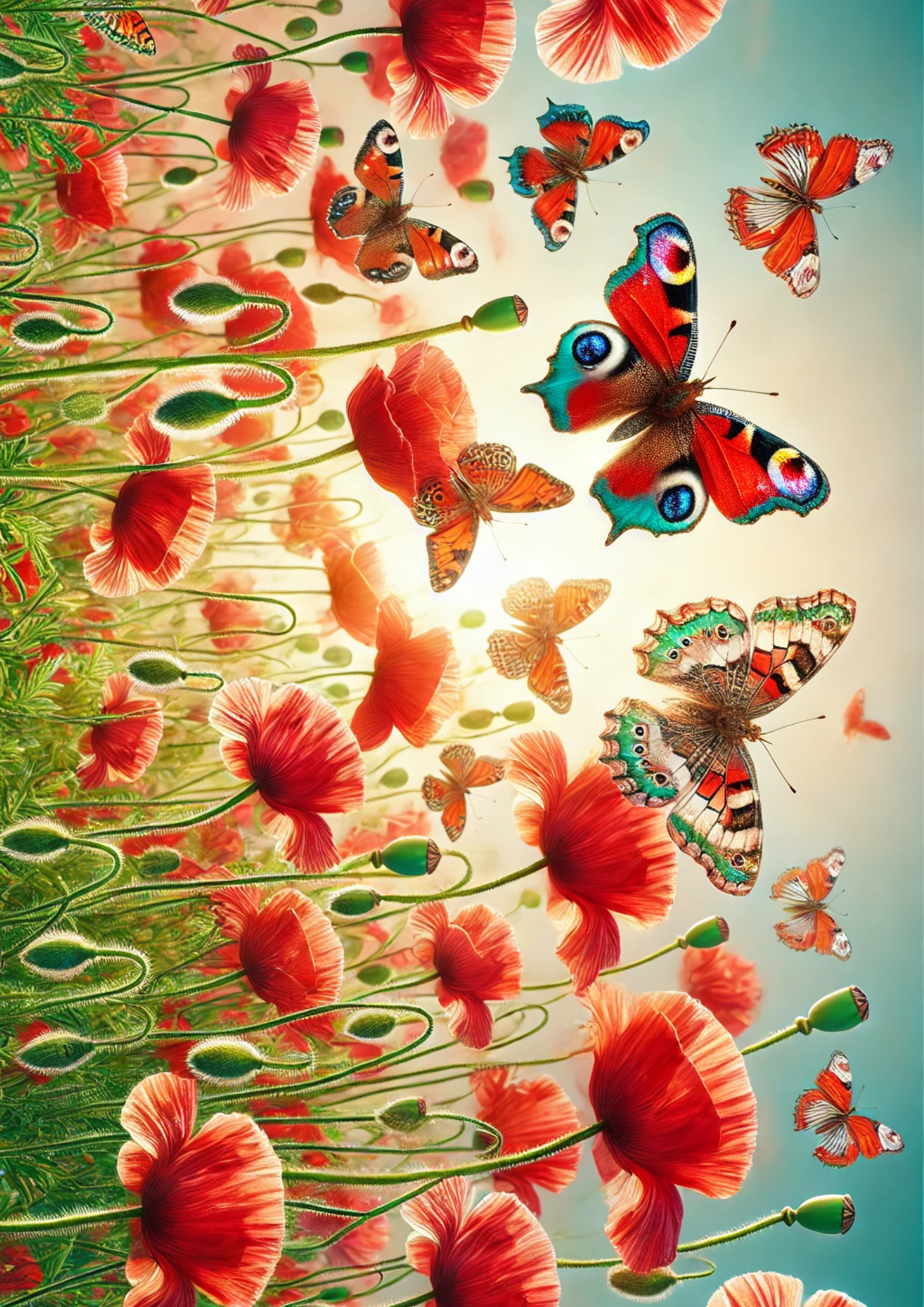 Sticker Sheet / Greeting Card – Butterflies Over Poppies Full Cat. No. 1859