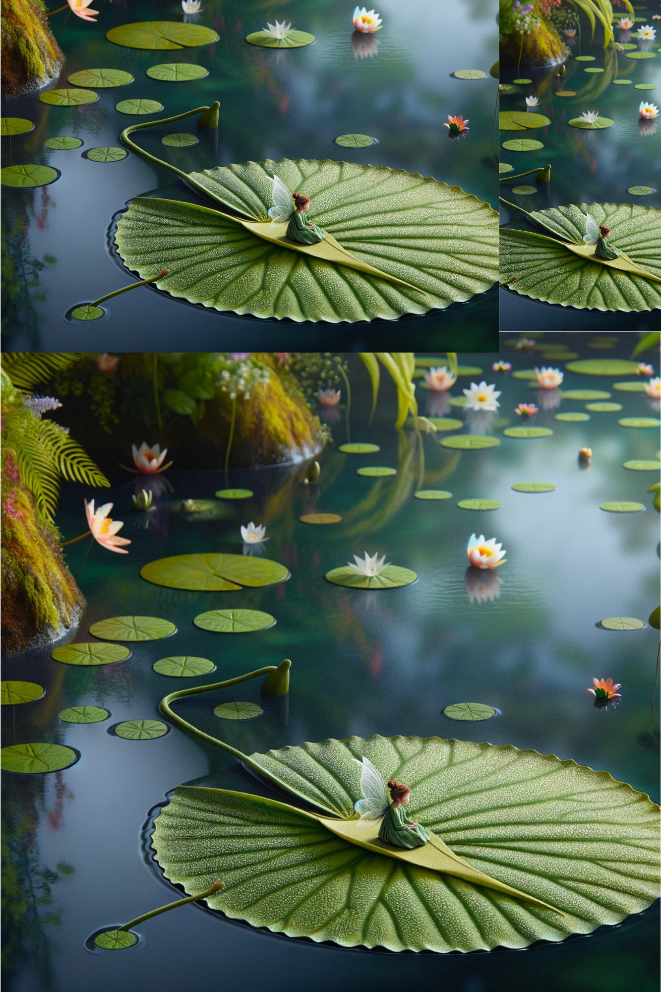 Sticker Sheet / Greeting Card – Thumbelina on a Water Lily Leaf, Cat. No. 96