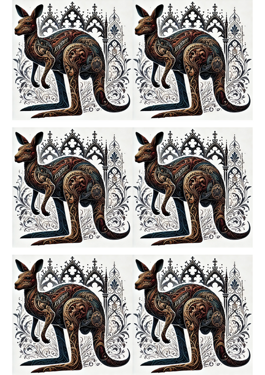 Sticker Sheet Kangaroo Gothic Style Collage Cat. No. 1700