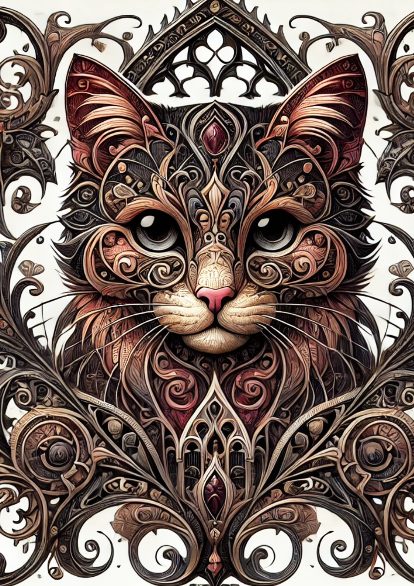 Sticker Sheet / Greeting Card – Cat Gothic Style Full Cat. No. 1703