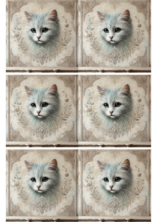 Sticker Sheet Cat Shabby Chic Collage Cat. No. 1783