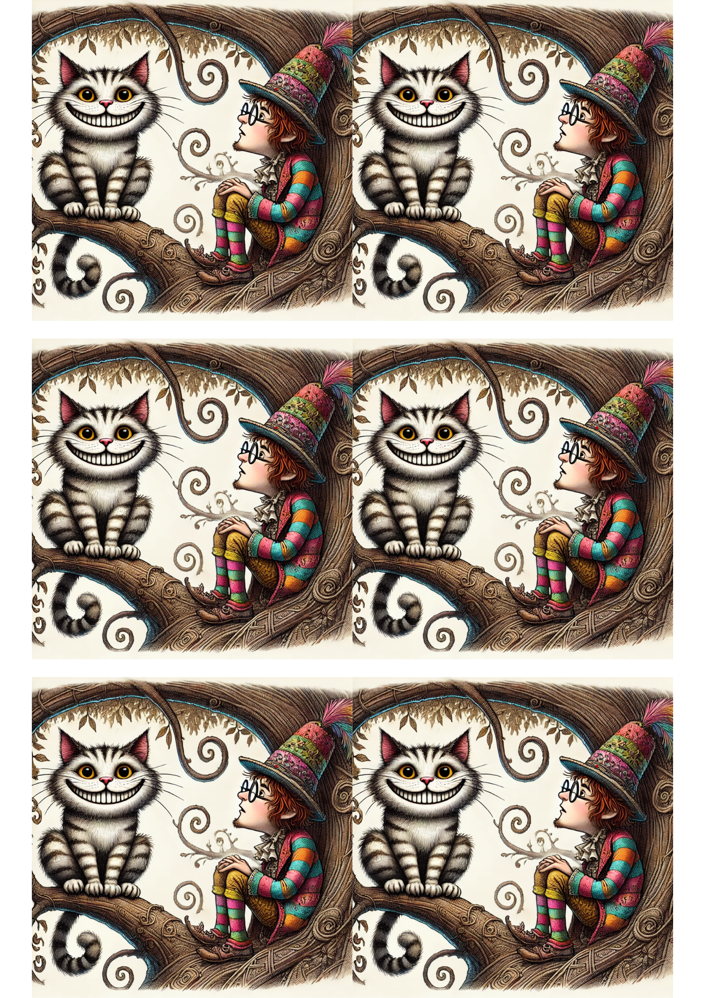 Sticker Sheet / Greeting Card – Smiling Cat Collage Cat. No. 2963