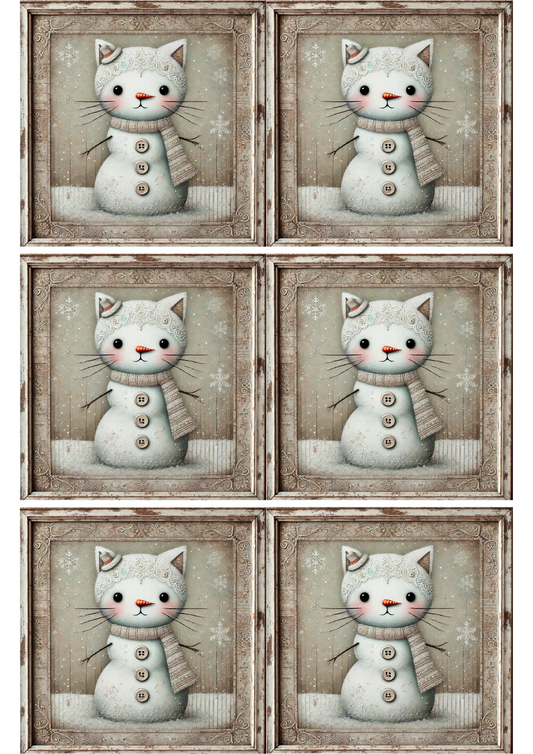 Sticker Sheet Cat Snowman Collage Cat. No. 1785