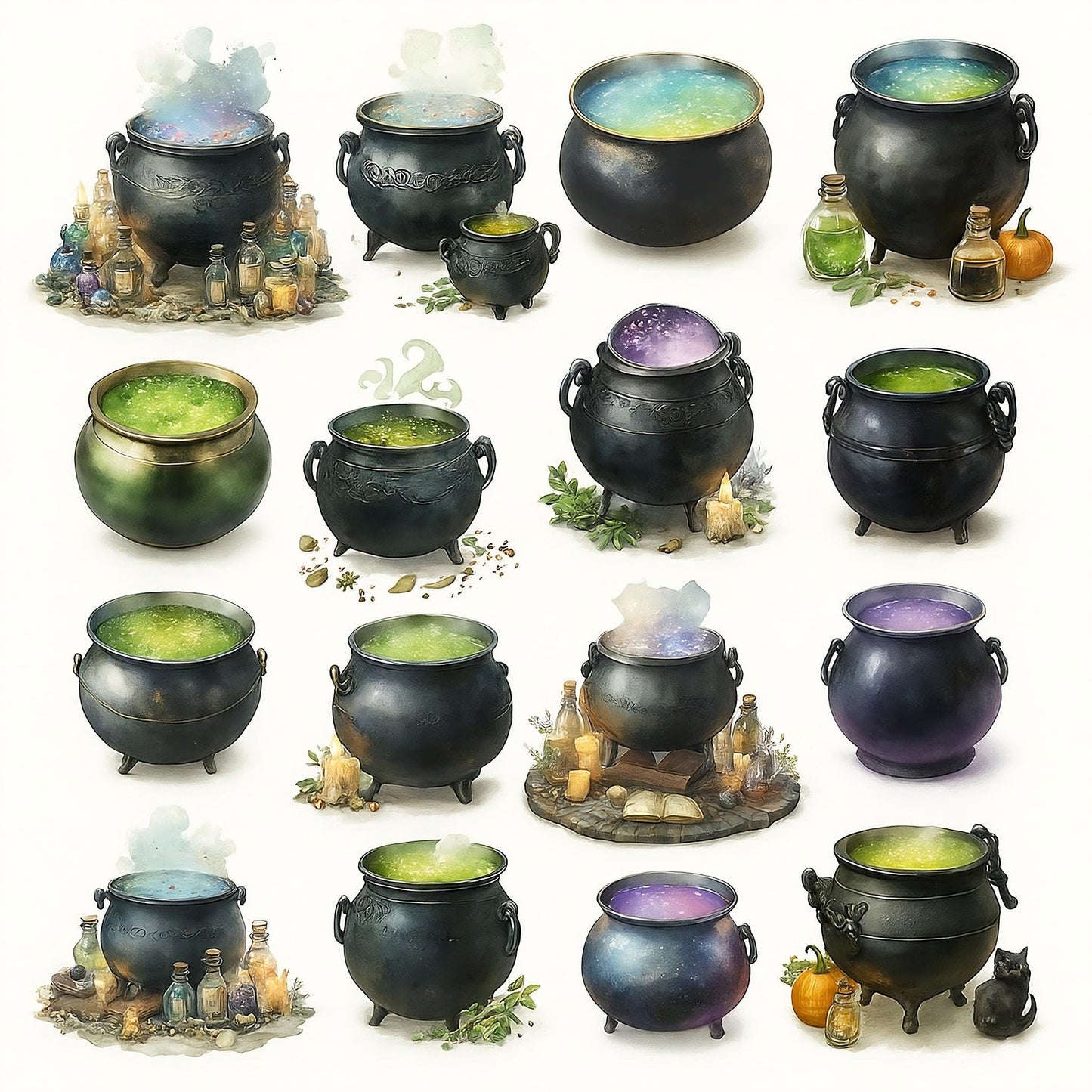Witches Clipart Bundle β 160 PNG β Halloween Witch Elements β Transparent Background β High Resolution