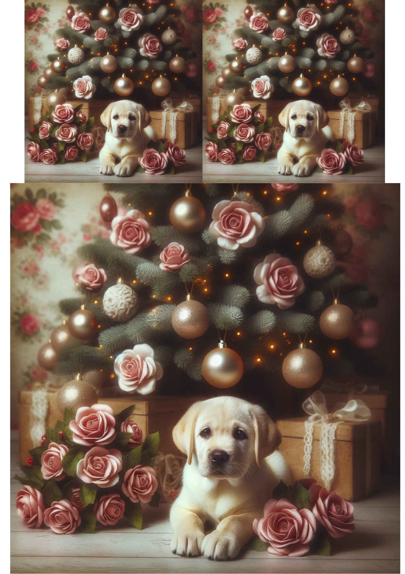 Sticker Sheet / Greeting Card – Labrador Christmas Tree Collage Cat No. 755