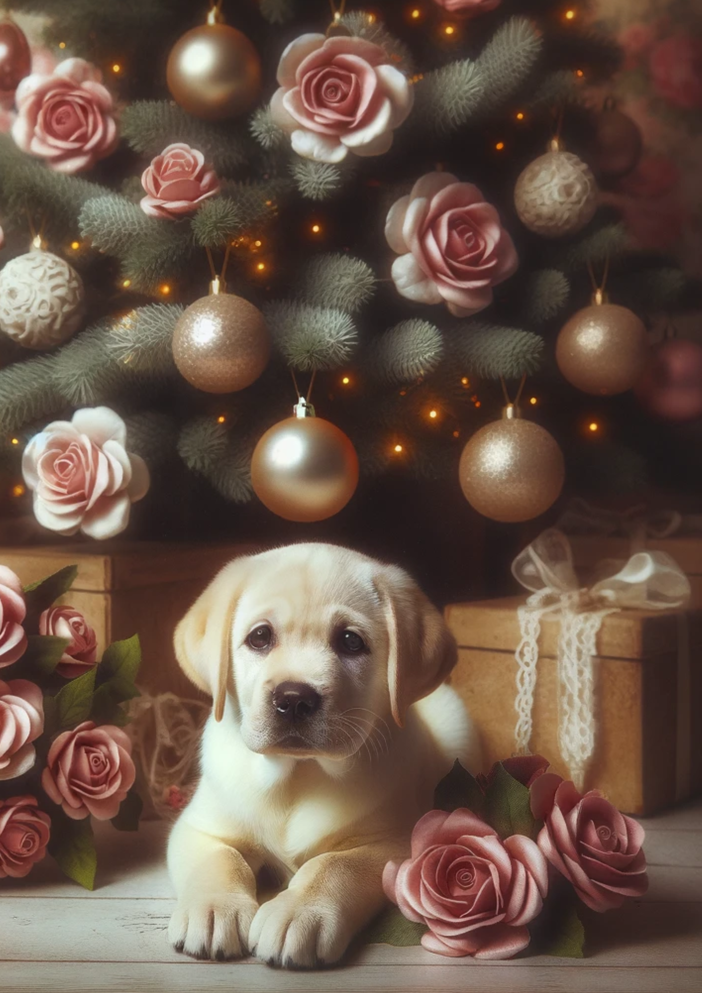 Sticker Sheet / Greeting Card – Labrador Christmas Tree Full Cat No. 756