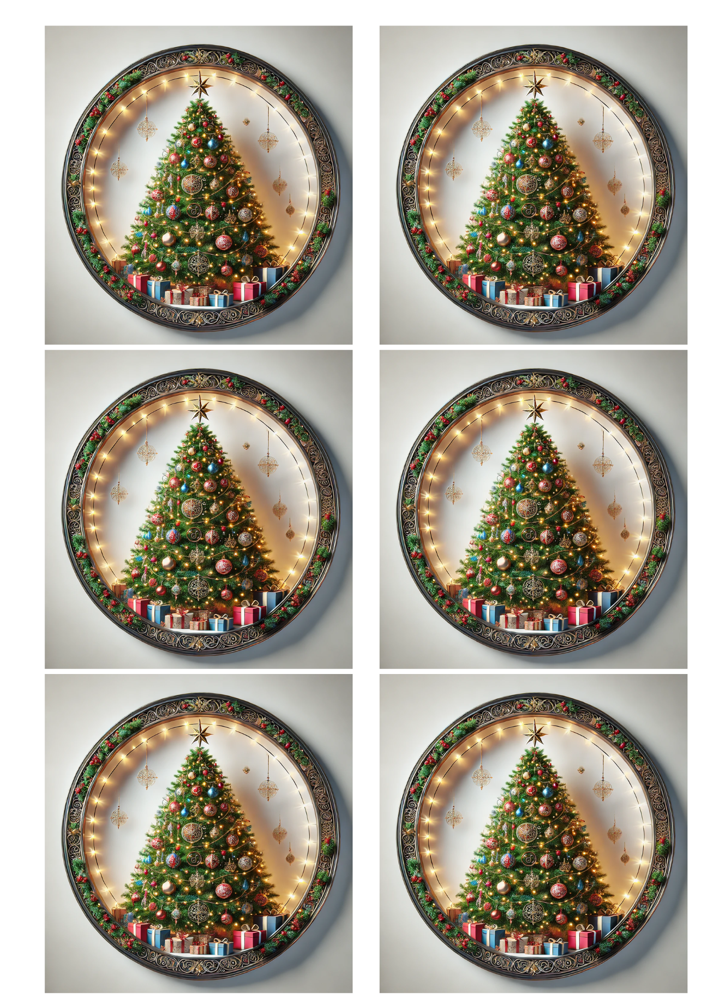 Sticker Sheet / Greeting Card – Christmas Tree Ovals Collage Cat. No. 1496