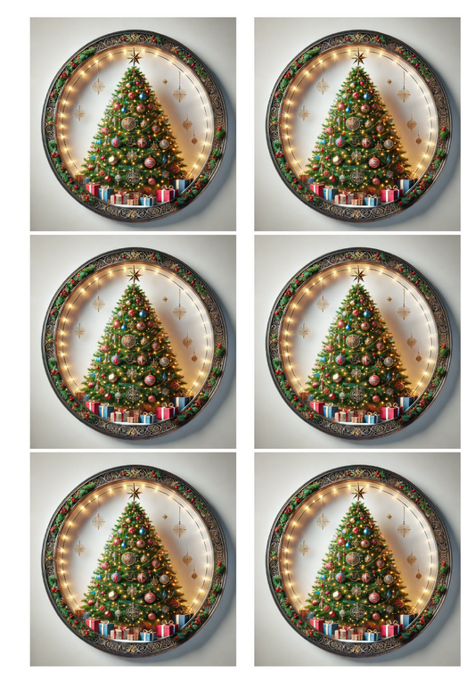 Sticker Sheet Christmas Tree Ovals Collage Cat. No. 1496