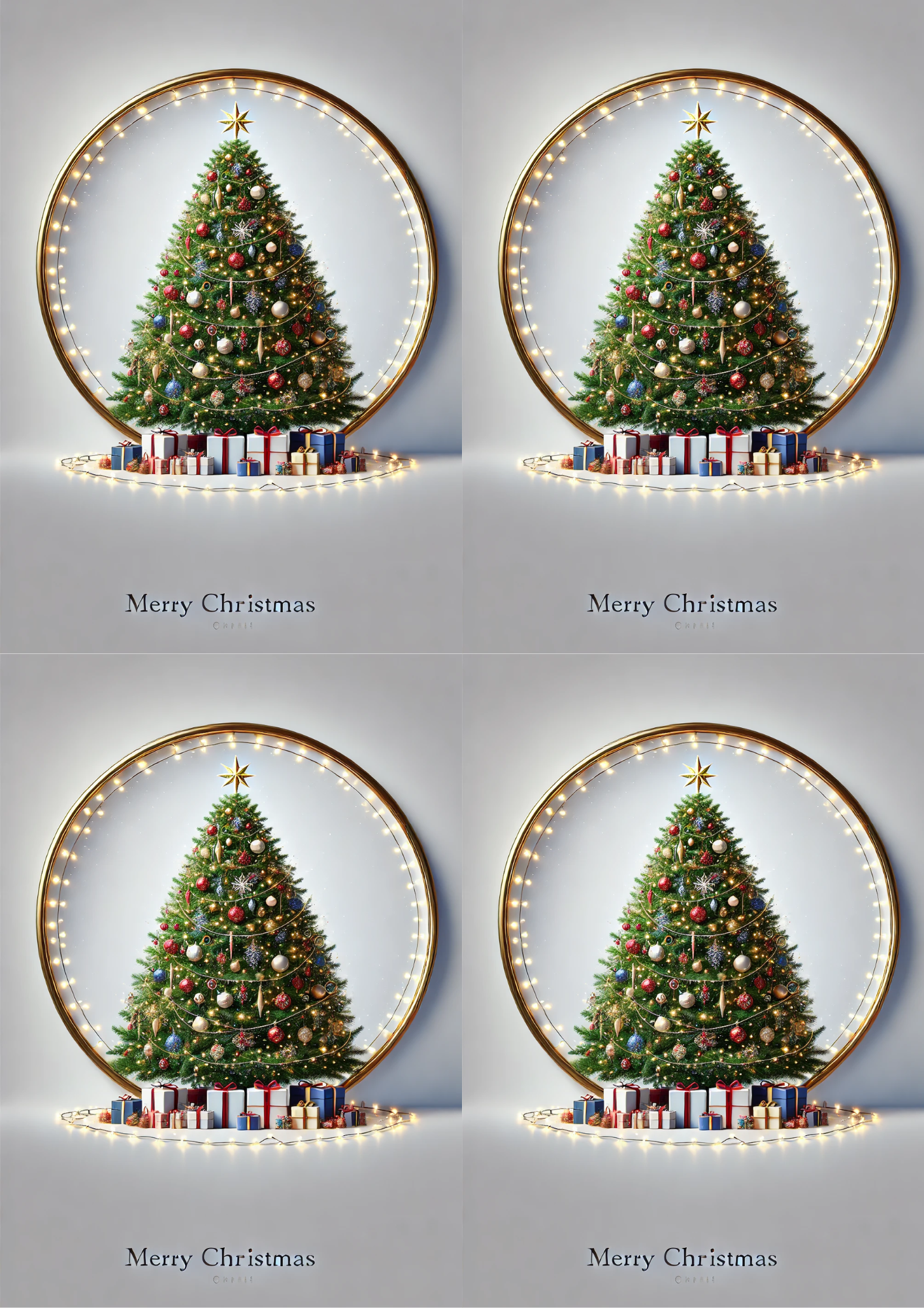 Sticker Sheet / Greeting Card – Christmas Tree And Gifts On White Background Collage Cat. No. 1500